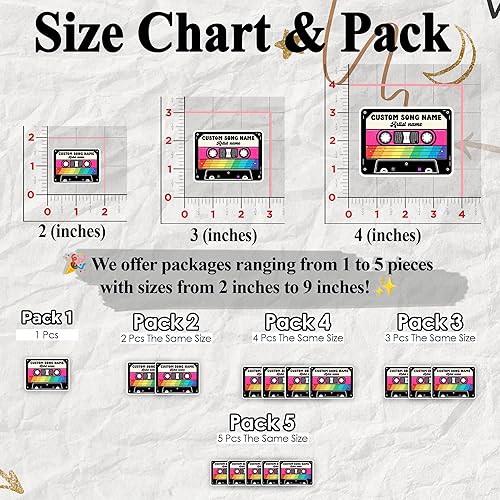 Miniatura 6 de Cinta de casete vintage personalizada de los años 90, calcomanía personalizada con texto de artista de música retro, calcomanía de vinilo