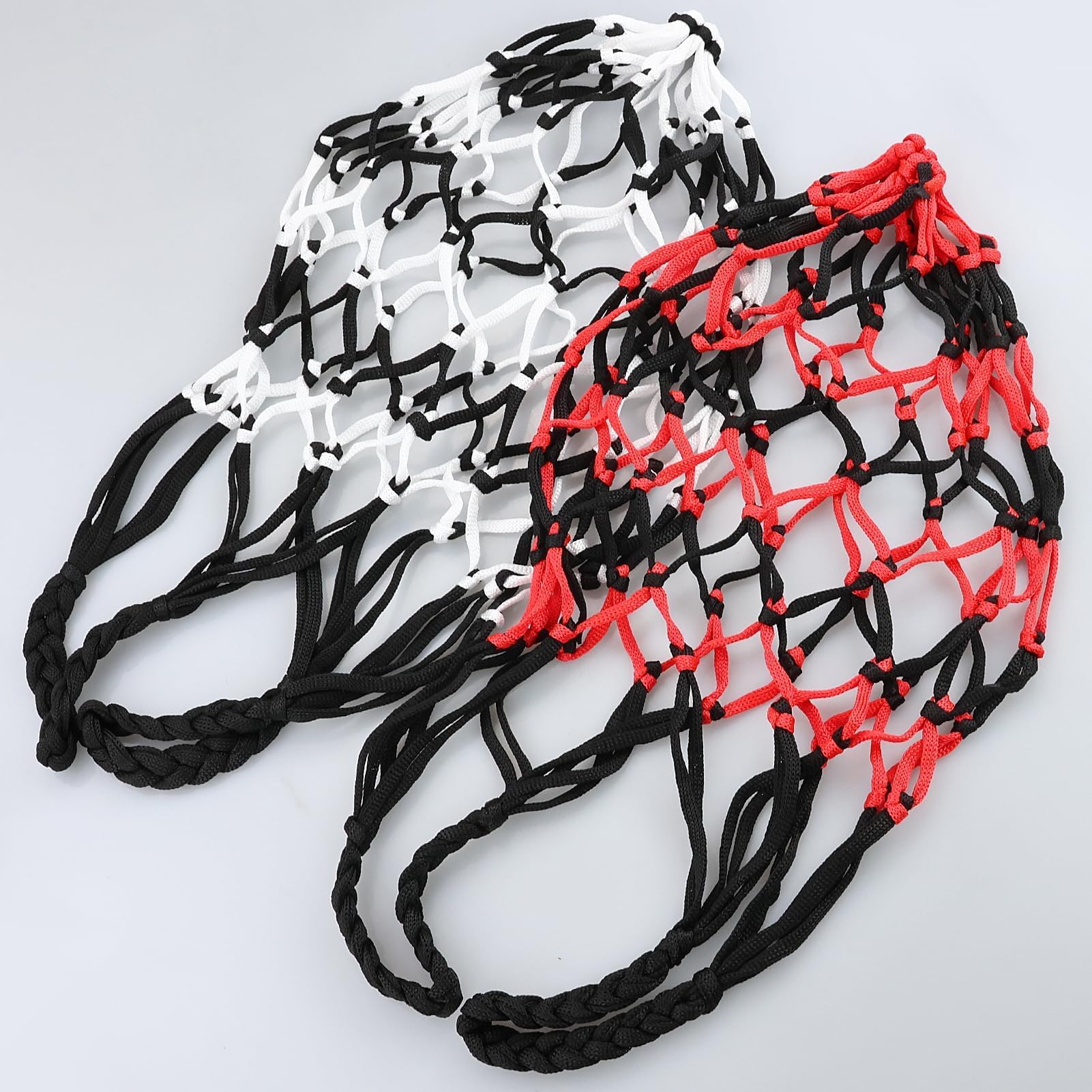 Bolsas de malla para baloncesto, red portátil para pelotas, resistente, negro/rojo+negro blanco