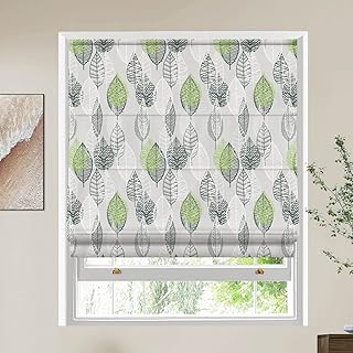 LETAU No Drill No Tools Cordless Blackout Roman Shades Blinds, Custom Made Lined Window Shades Blinds for Windows, Doors, French Doors, Kitchen Windows, Color 14