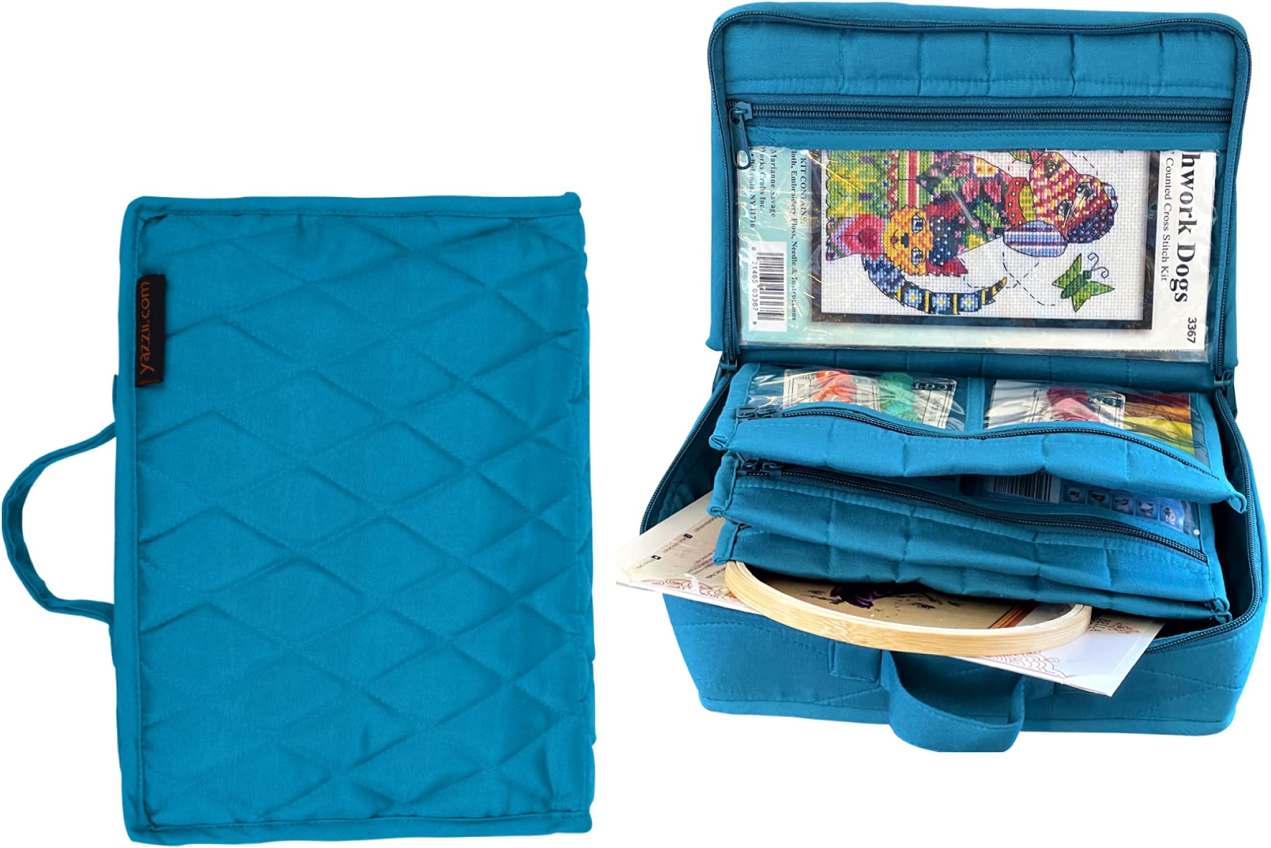 Original Craft Organizer Tote Bag - Portable Storage Bag Organizer - Multipurpose Storage Organizer for Crafts, Cosmetics & Jewelry. Aqua
