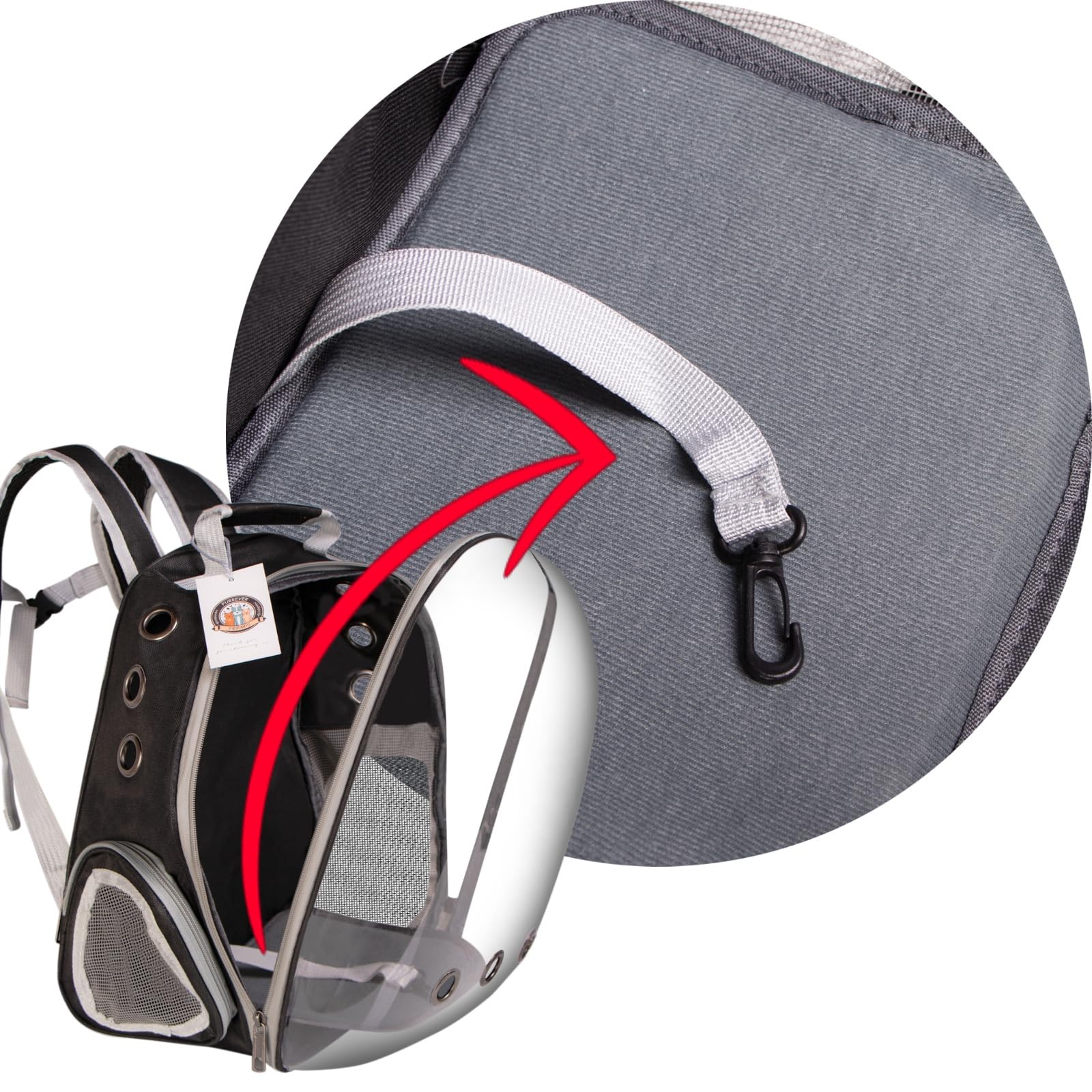 Furrevever Friends CatVision Black – Robuster und Bequemer Rucksack-Transporter für Katze und Hund, Atmungsaktives Design mit Klappöffnung, Zusätzliche Taschen und Sicherheitsleinen, Schwarz