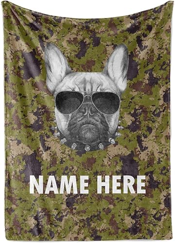 Miniatura 1 de Manta de forro polar con diseño de Bulldog francés personalizada, cálida, ligera, extra grande, tamaño pequeño, tamaño pequeño, para hombres y