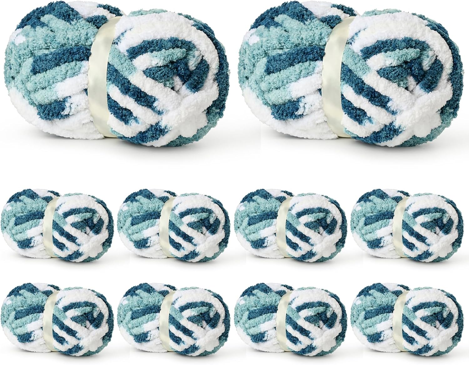 10 Pack Jumbo Chunky Yarn for Hand Knitting, Fluffy Variegated Chunky Chenille Yarn for Crocheting, 240yds/70.5oz Super Bulky Soft Crochet Baby Blanket Yarn(Candy)