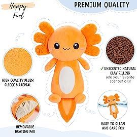 Axolotl Microwavable Unscented Heating Pad for Women and Kids- Cute Soft Cozy Pillow Plush Heatable Warm Stuffed Animals - Kawaii Hot and Cold Plushie Food Toy - Axolotl Gifts for Girls and Boys