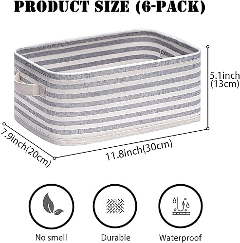 Miniatura 4 de Cesta de almacenamiento pequeña, paquete de 6, contenedores de almacenamiento de tela para armario, cestas de almacenamiento para organización de