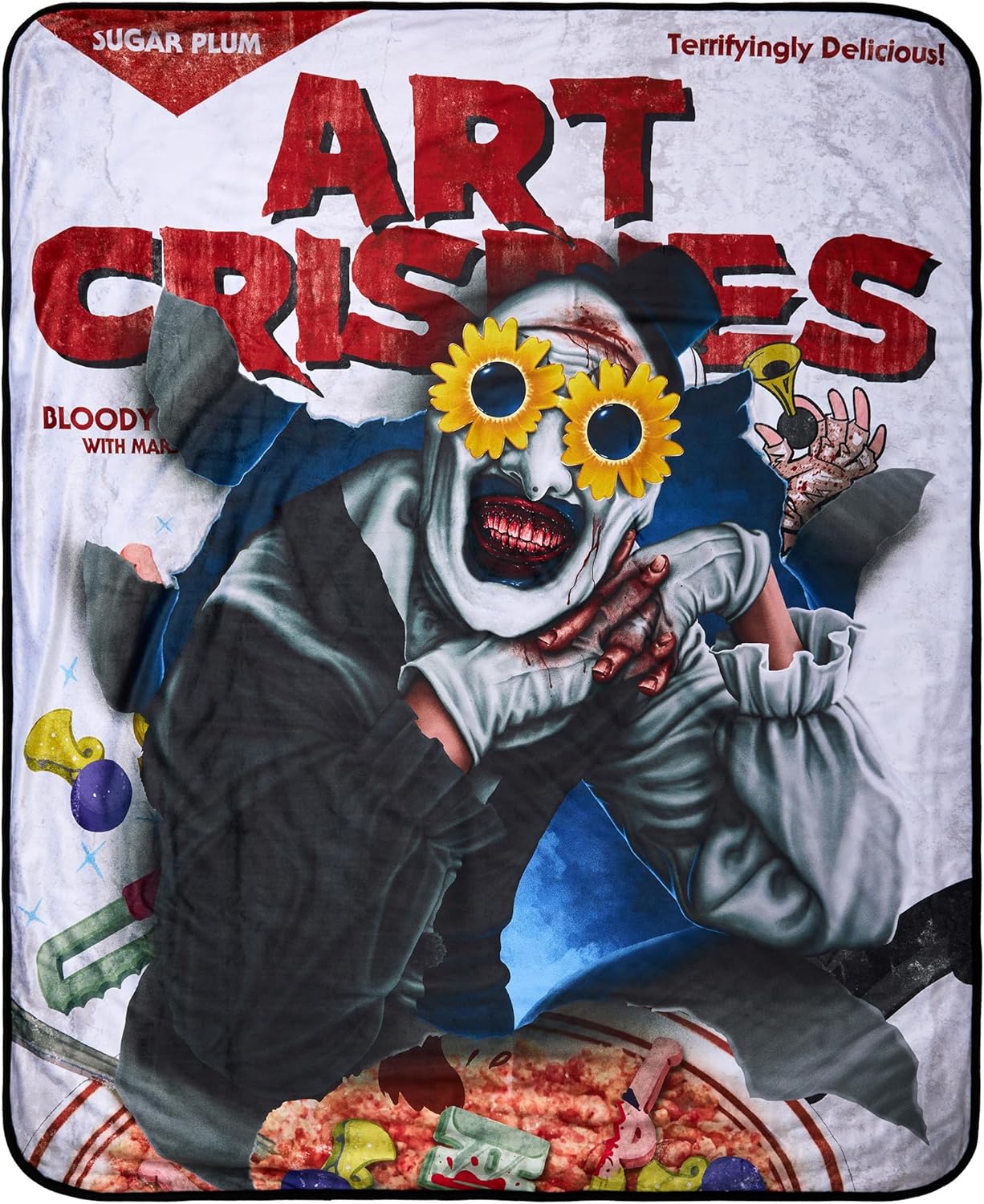 Spirit Halloween Terrifier Art Crispies Fleece Blanket, Multicolor