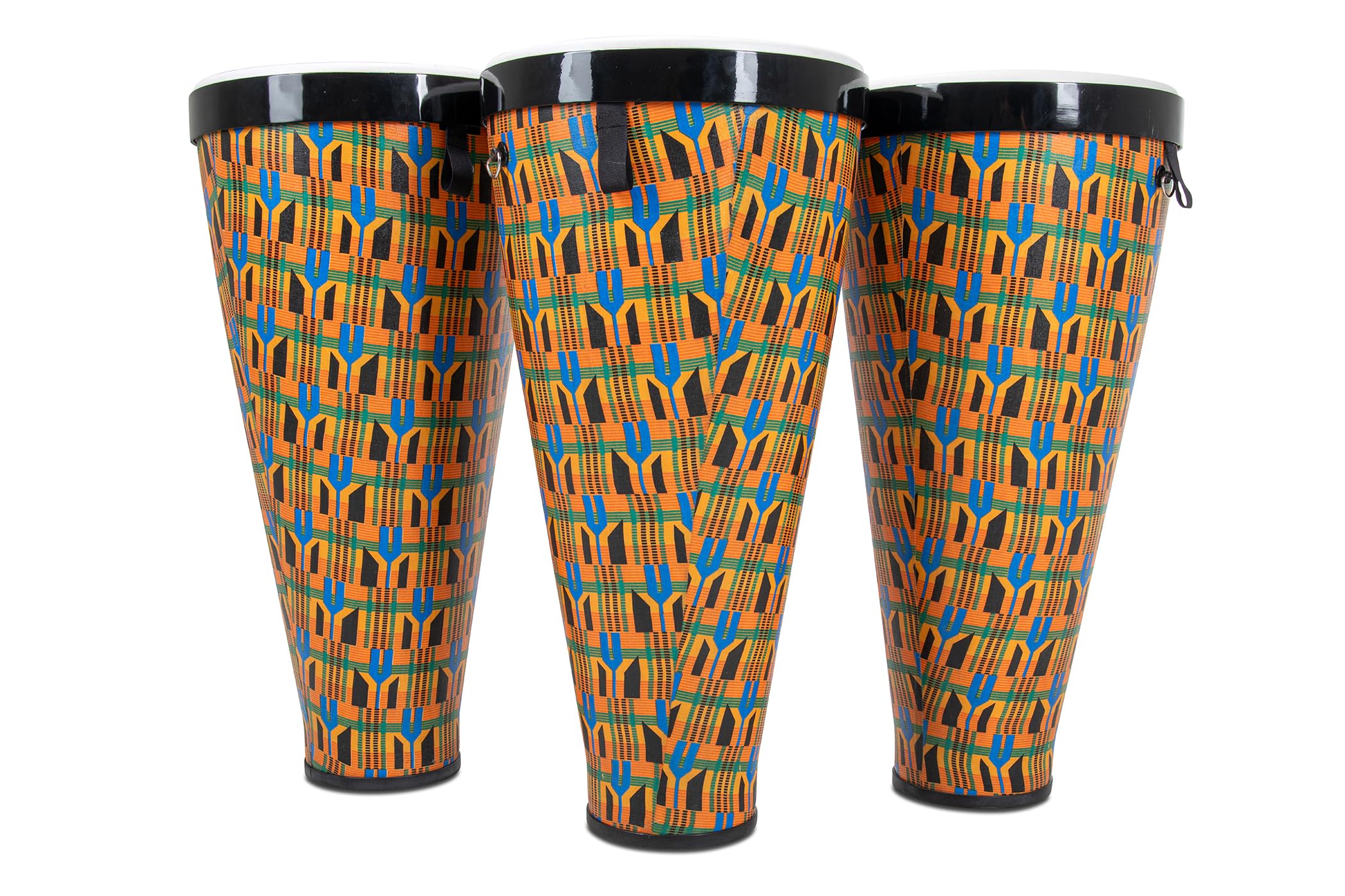 Toca Nesting Drums Freestyle II Nesting Ashiko 12 "x23" Set di 3 Kente Cloth TSSNA-3PCK-FP