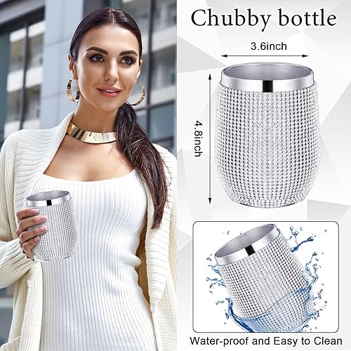 Miniatura 2 de Rtteri Botella de agua con diamantes de imitación de acero inoxidable con brillantina, vaso aislado de diamantes de imitación con cadena, tapa