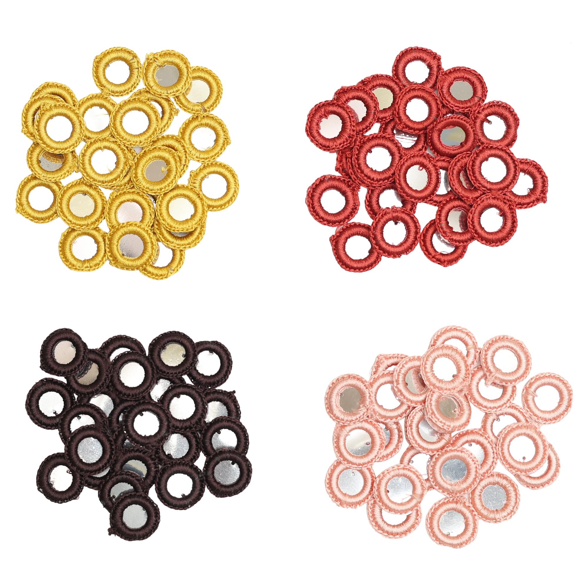 EmbroideryMaterial 100 Pcs Acrylic Embroidery Crochet Mirrors for Craft, Dress Designing, Jewellery Making, Embellishments & Decorative Projects (20MM, Maroon, Peach, Orange, Mustard Yellow - 25 Each)-image-25