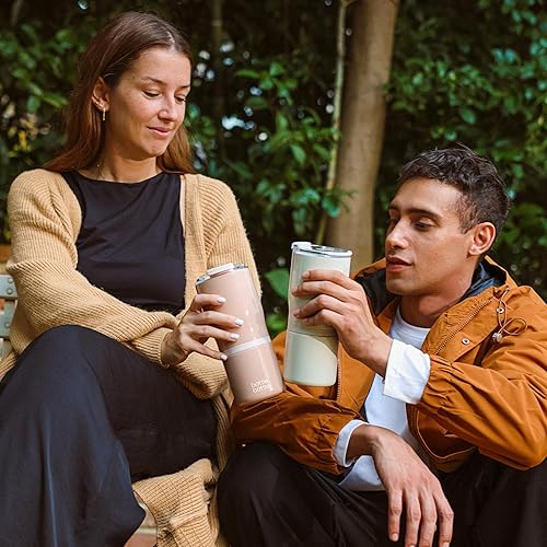 Miniatura 7 de bottlebottle BOTTLE BOTTLE BOTTLE - Vasos de acero inoxidable con asa, vasos aislados con 2 tapas, vaso de café 2 en 1 de 22 onzas para oficina en