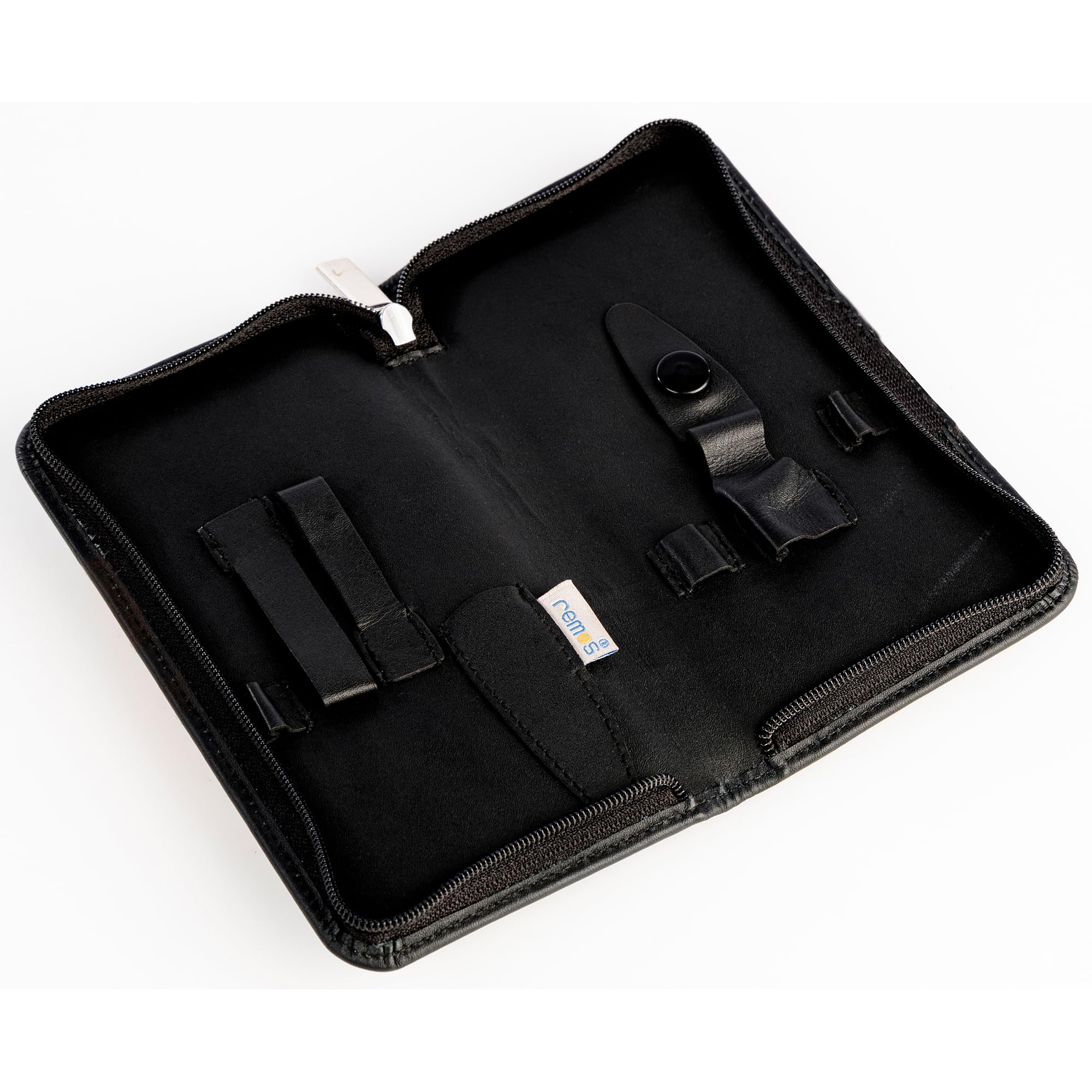 REMOS Set manicure in vera pelle, vuoto, per 7 strumenti - nero