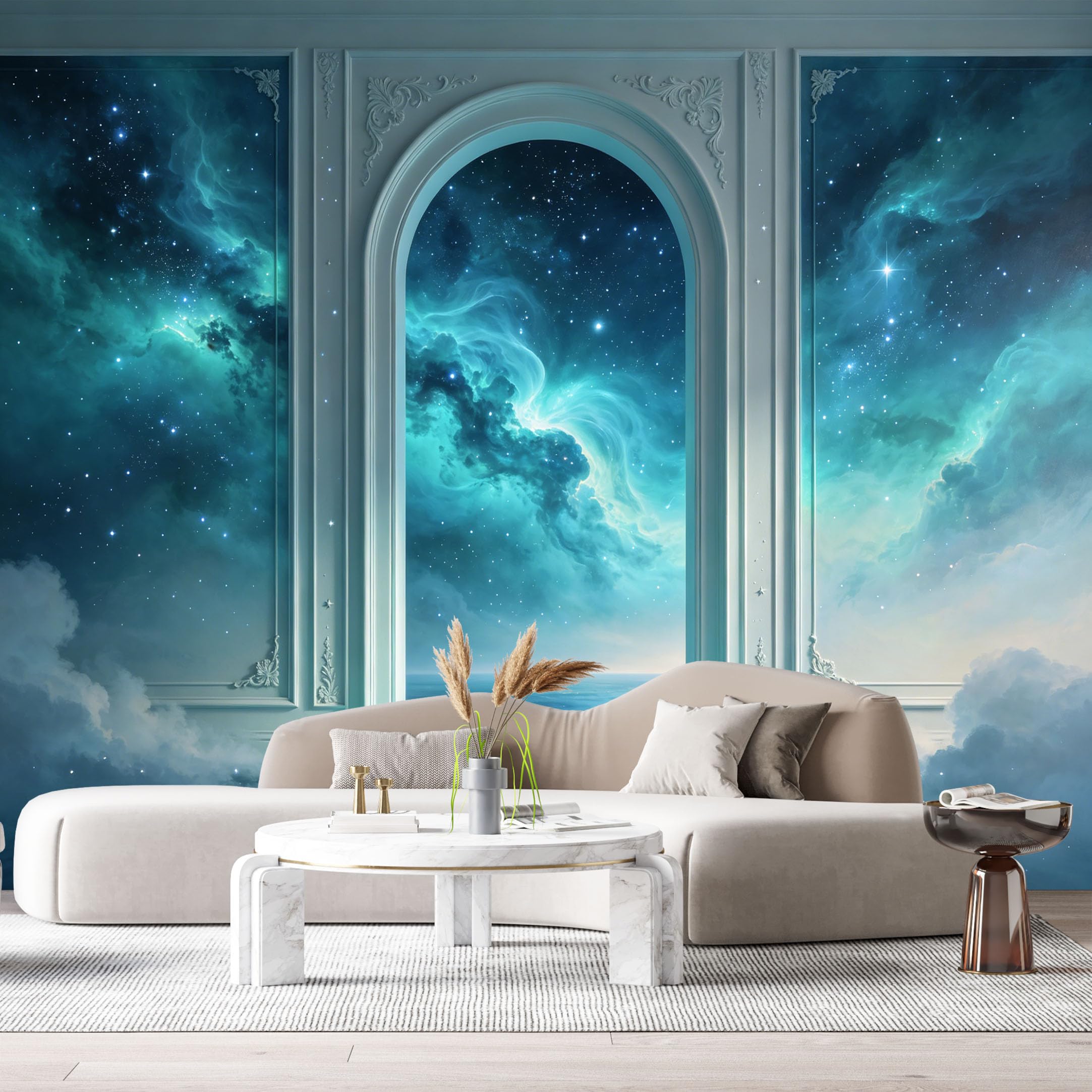 Custom Size Wall Murals Galaxy Starry Sky Archway Contemporary 3D Trompe L'Oeil SelfAdhesiveWall Fabric Removable Wallpaper Wall Decor for Living Room Bedroom Bathroom