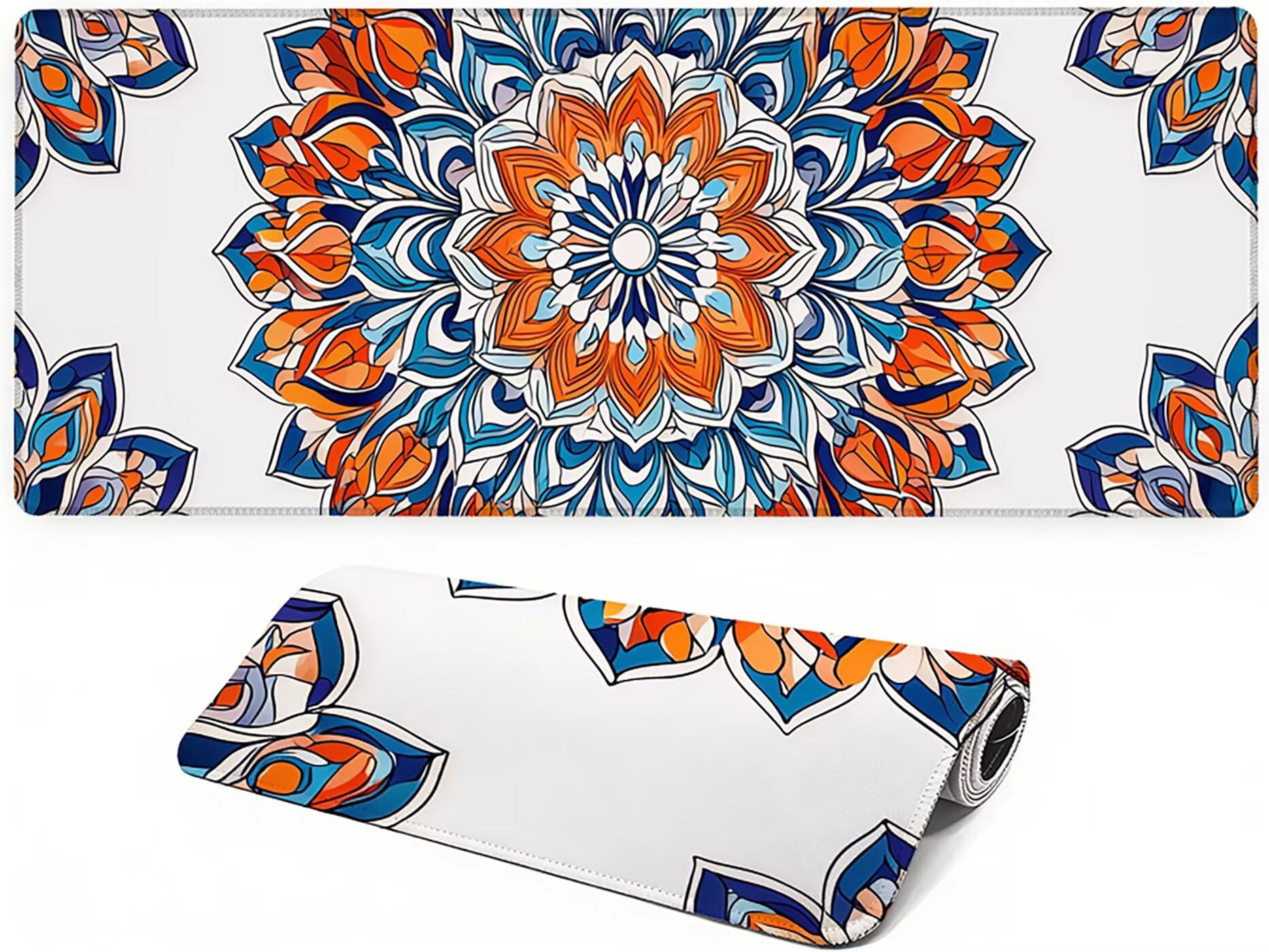 Lpfieonn Böhmen Schreibtischunterlage XXL, Abaishi Schreibtischunterlagen Großes, Gaming Mousepad XXL mit ernähter Rand und Rutschfeste Gummibasis, Desk Mat für PC/Laptop/Mausa 120x60cm PF-1836