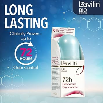 LAVILIN Roll On Deodorant for Women and Men - Aluminum Free Deodorant with Up to 72 Hour Long-Lasting Protection and Odor Control Alcohol, Paraben and Cruelty FREE Sensitive Skin deodorant (2 oz)