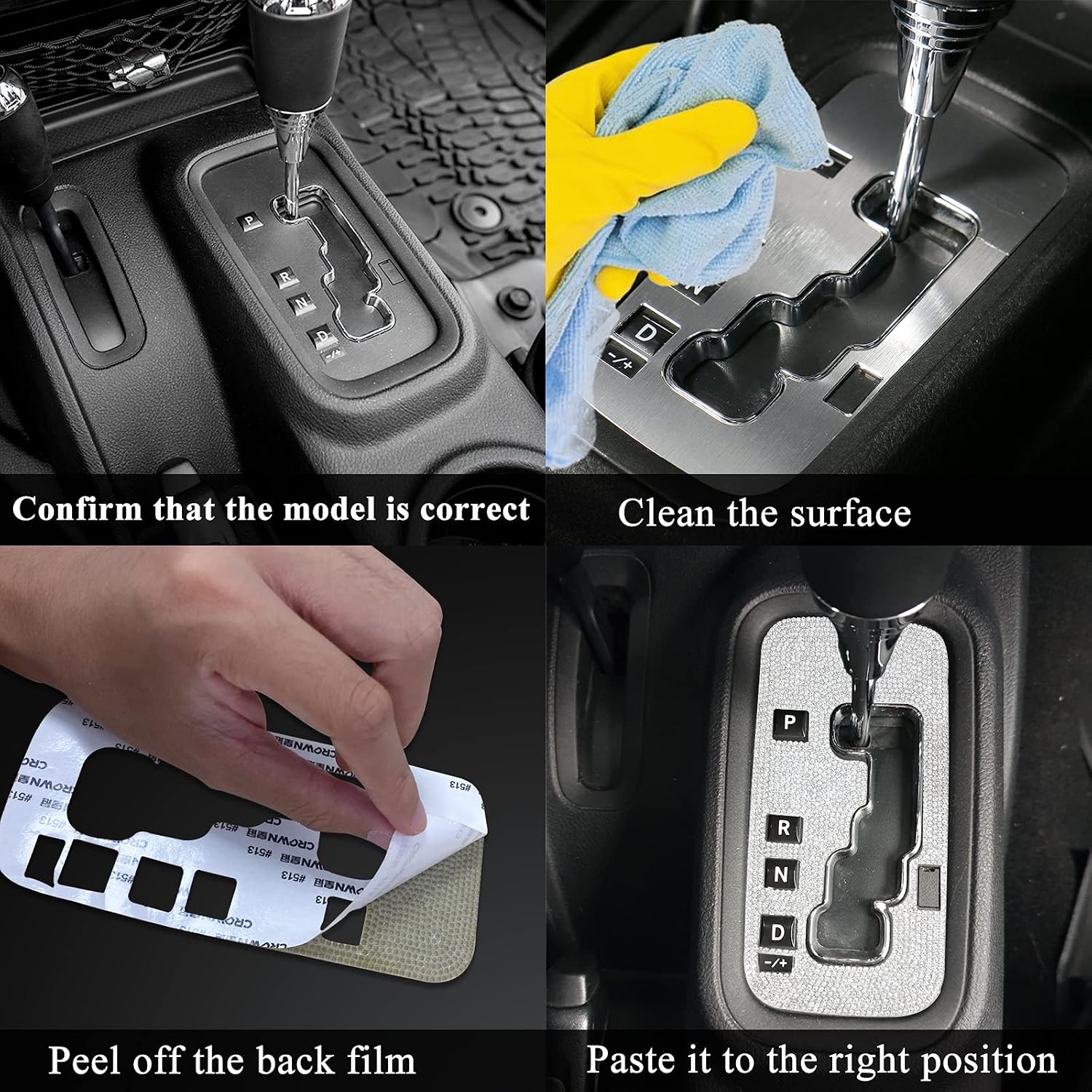 YIXIN Bling Gear Shift Box Frame Cover Trim Sticker Compatible with Jeep Wrangler 2012 2013 2014 2015 2016 2017 2018
