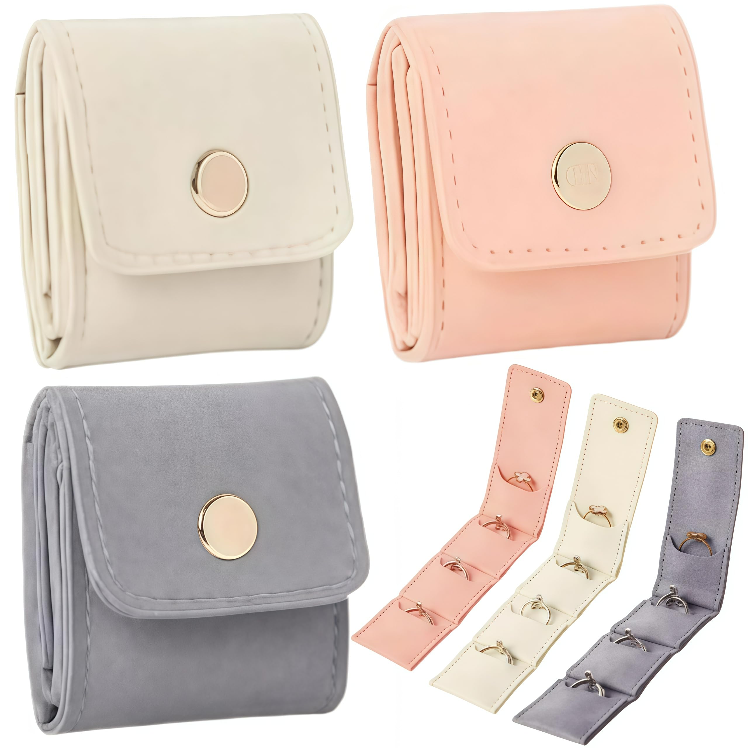 3 Pcs Mini Travel Jewelry Bag, Jewelry Organizer, Mini Pouch, Foldable Multifunctional Travel Jewelrys Pouch With Buckle