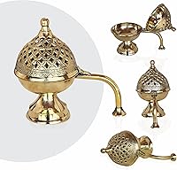 Vista 8 de Pure Source India Dhoop Dani de latón Soporte para Bakhoor Quemador Loban Soporte para incienso, 8 pulgadas (21.16 oz)