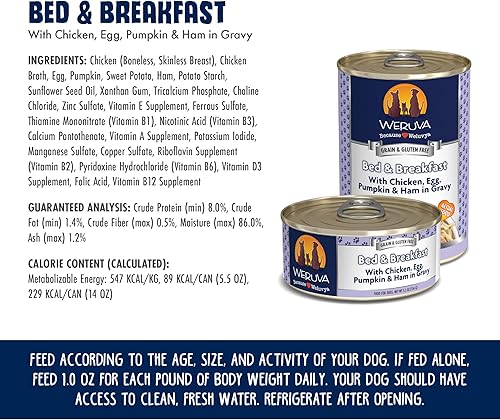 Miniatura 4 de Weruva Classic Dog Food, Bed & Breakfast with Chicken, Egg, Pumpkin & Ham in Gravy, 14oz Can (Pack of 12)
