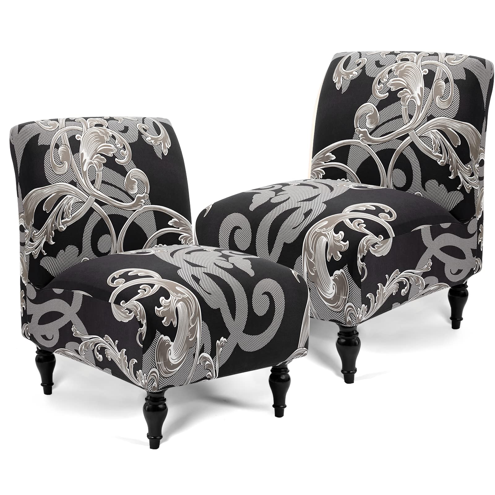 Iauddy Armless Accent Slipper Chair Cover Slipcover,Stretch Spandex Removable Non-Slip Silp Cover for Accent Chair Without Arms Furniture Protector