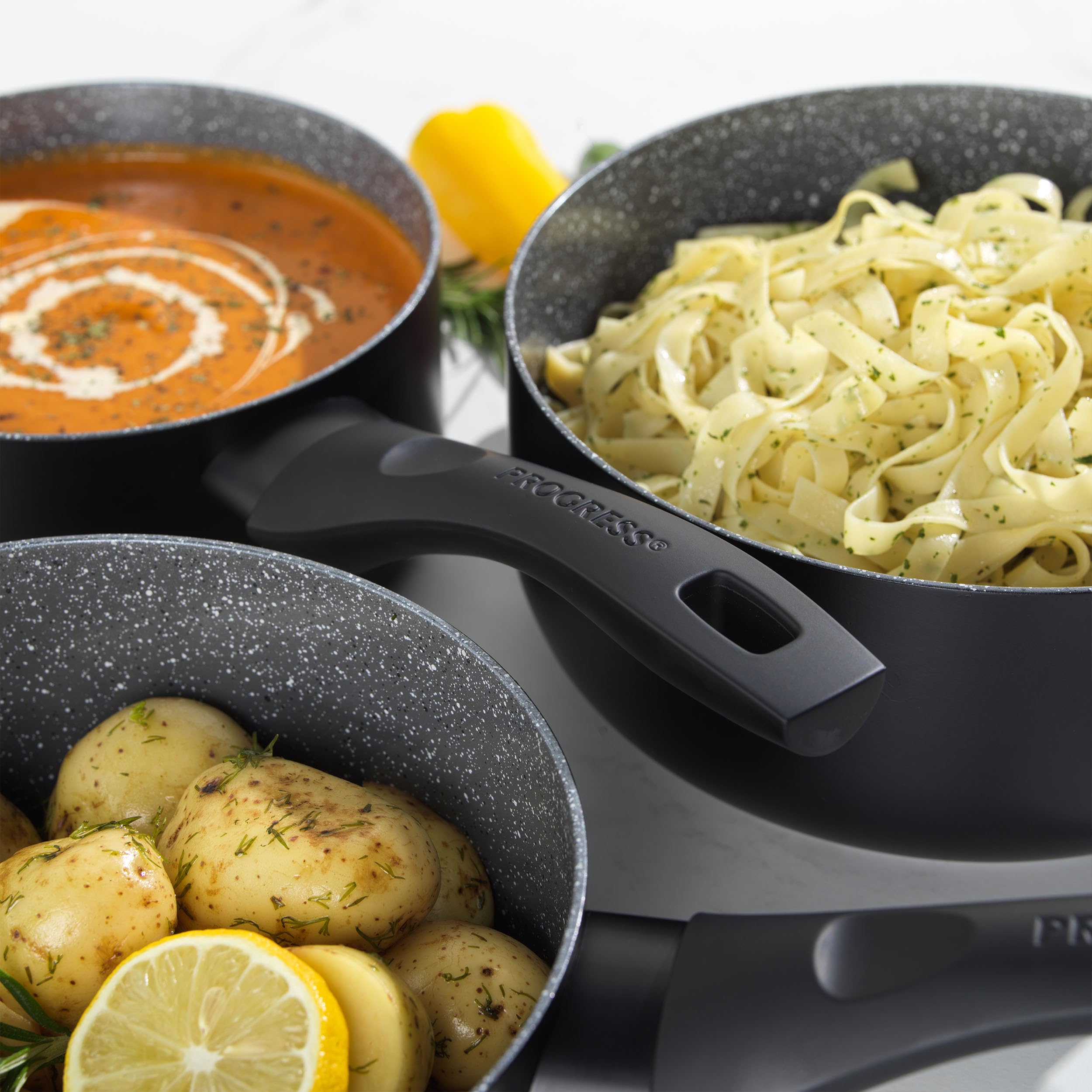 Premier Housewares Steinflock Kochtopf 16 Cm – Beschichtetes Aluminium Mit Soft-Touch-Griff