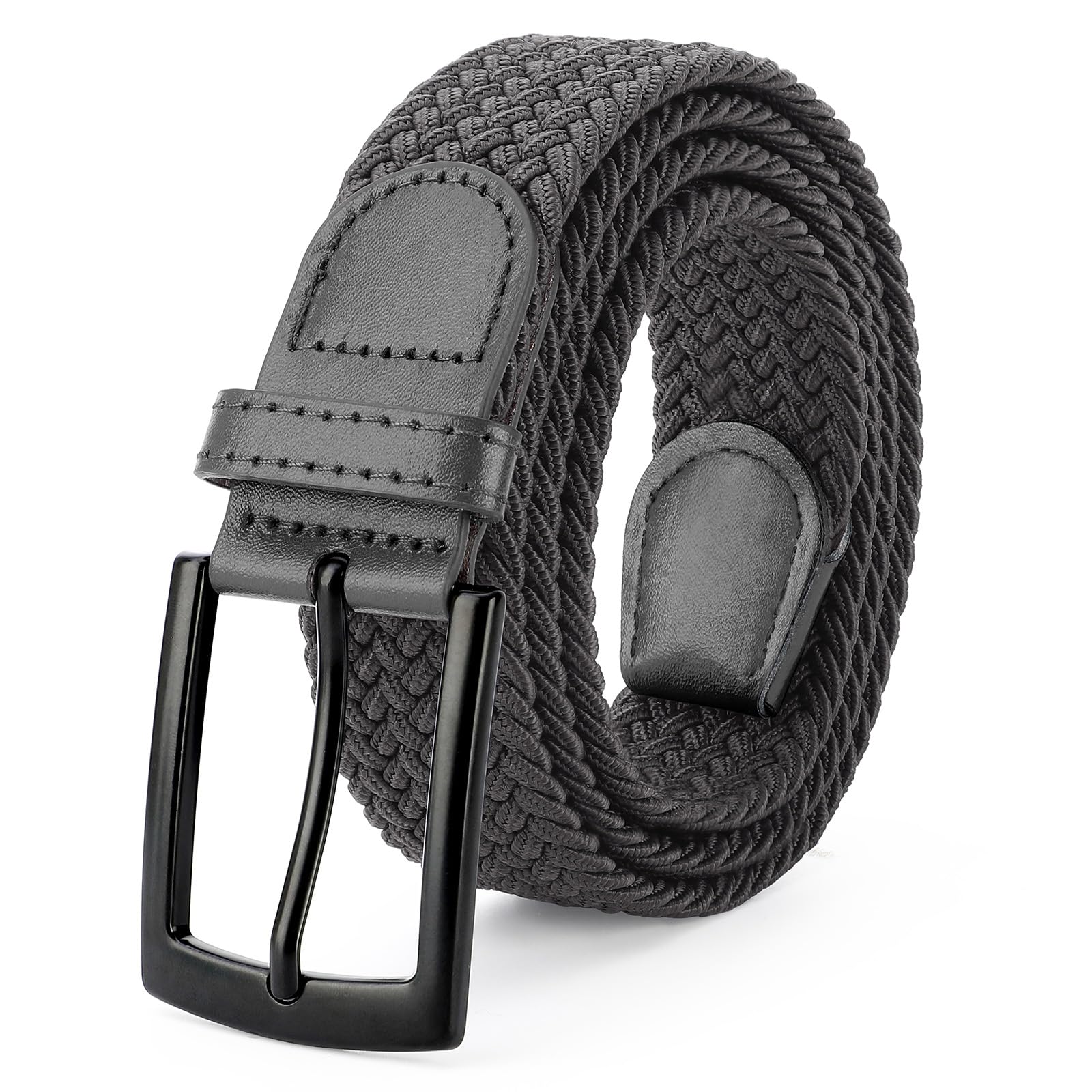 SUOSDEY Elastic Fabric Braided Belts for Men Stretch Woven Belts for Golf Casual Jeans Shorts
