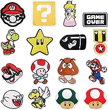 Iron on Patches,16 Pieces Embroidered Applique Patches,Sew On Iron on Patches Fabric Repair Patches Cute Cartoon Anime Mario Patches for Kids Adult Clothes Jeans Jackets Hats Shoes Backpacks