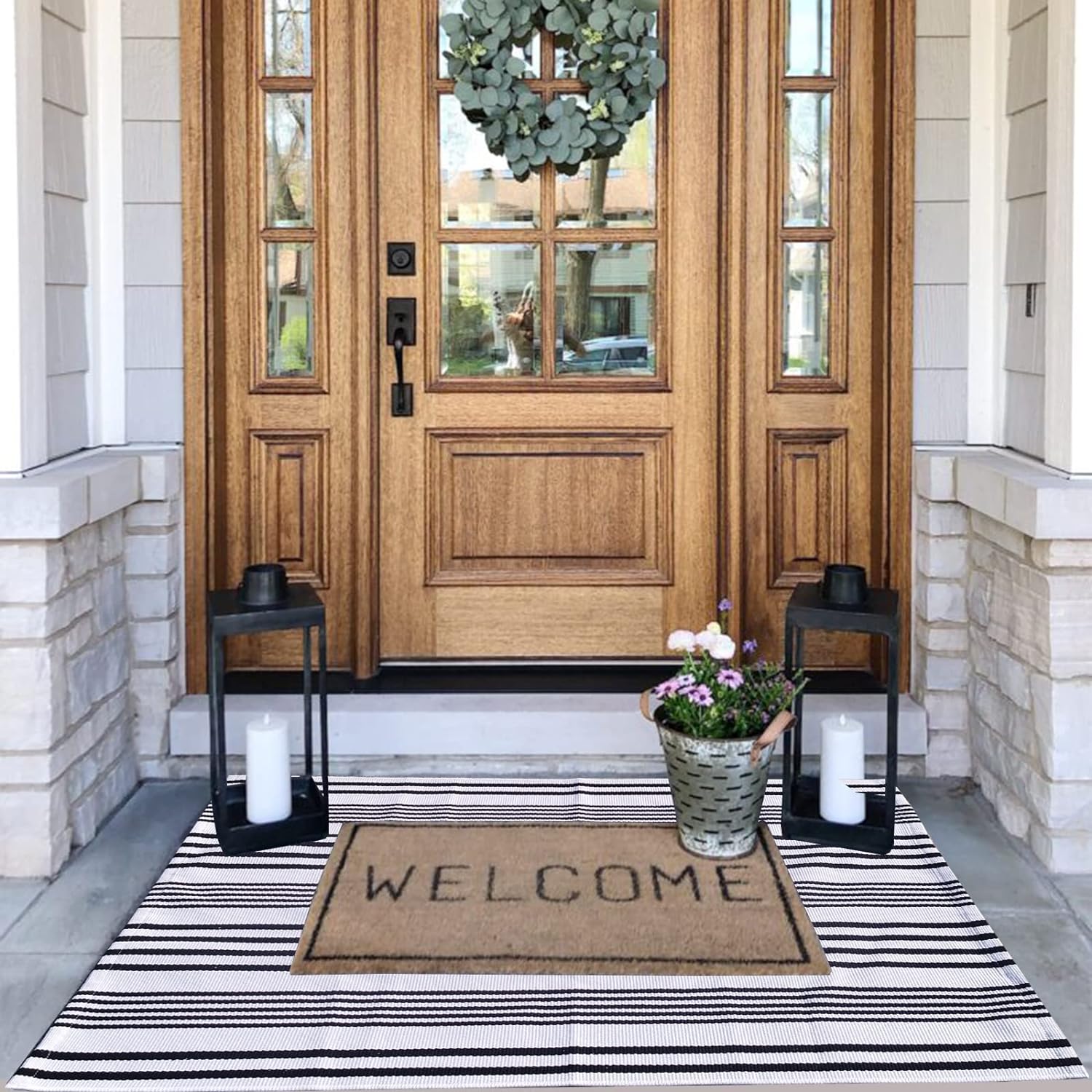 Elevate Your Entryway: The Perfect Black and White Striped Outdoor Rug Review