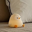 ATSUI Penguin Night Light, LED Squishy Novelty Animal Night Lamp, Food Grade Silicone, 2 Level Dimmable, Nursery Nightlight for Desk Decor, Funny Gifts Stuff for Boys Girls Baby, White Elephant Gifts