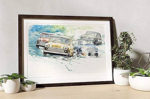 Miniatura 8 de MINSEOK Carteles de acuarela para coche, decoración de habitación, arte A3 de alta calidad, imágenes de impresión de auto antiguo, regalo perfecto
