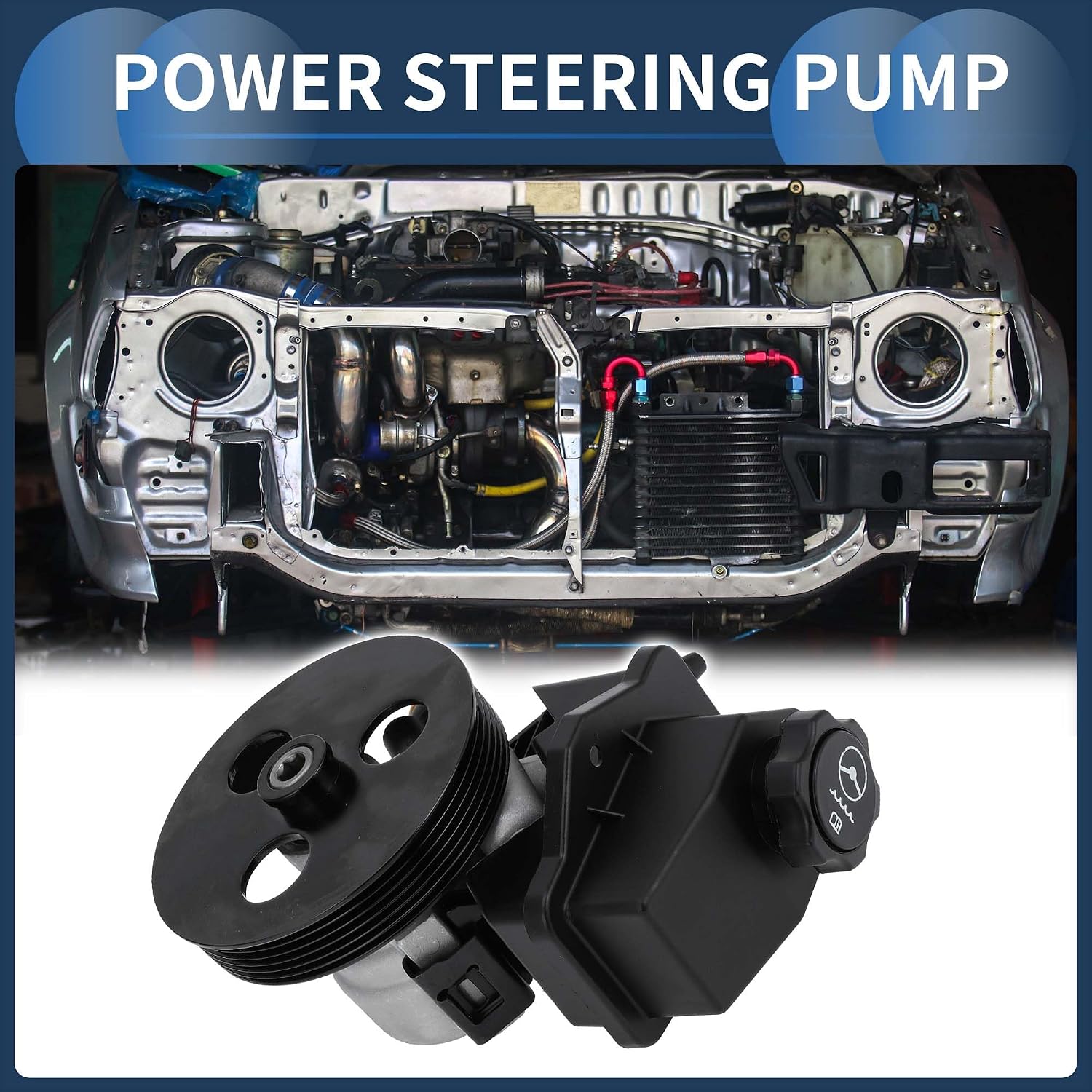 Power Steering Pump W/Pulley and Reservoir for Chevrolet Impala 2006-2010 V6 3.5L Car Power Assist Pump Replace No.88964571