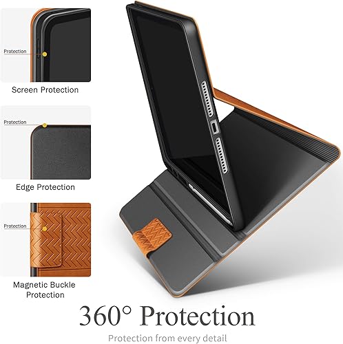 Miniatura 8 de auaua Funda para iPad de 9ª generación 2021, iPad de 8ª generación, iPad de 7ª generación con portalápices, piel vegana, funda inteligente