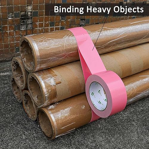 Miniatura 6 de BOMEI PACK Cinta adhesiva de color rosa, cinta adhesiva industrial resistente 9mil x 1.88 pulgadas x 30 yardas para embalaje y reparación