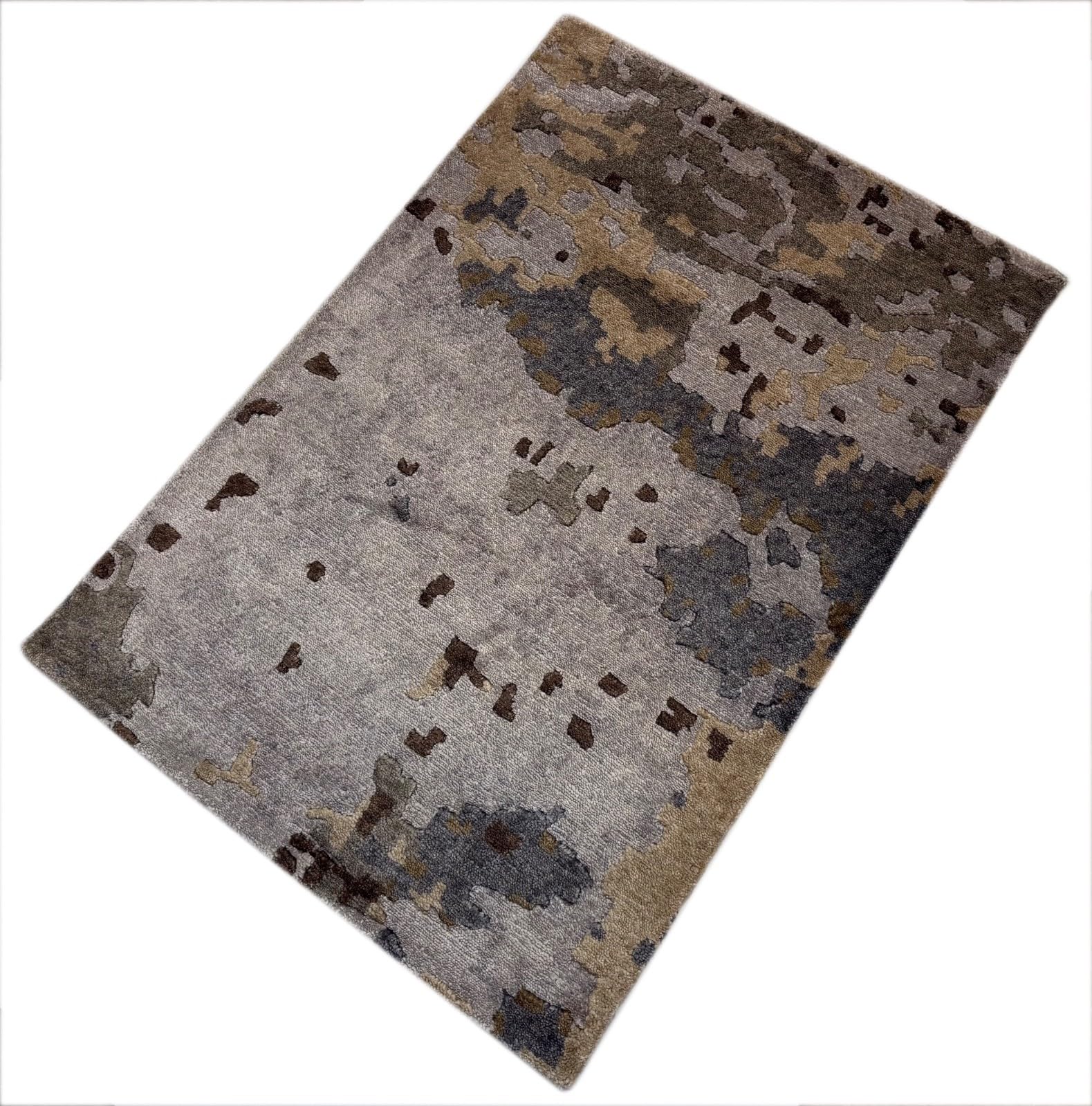 Tapis brillant, fait à la main, 60 x 90 cm, multicolore, soie de bambou, R115