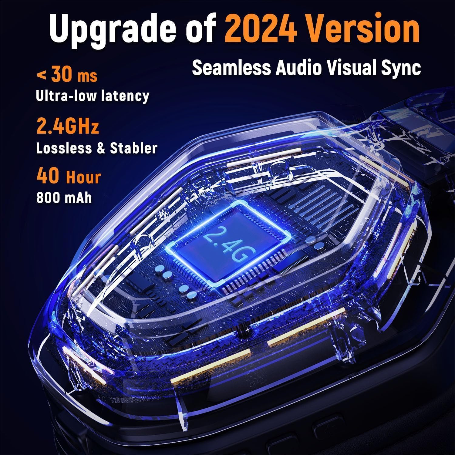 Ozeino Wireless Gaming Headset with Flip Microphone, RGB Lighting Gaming Headphones for PS5, PS4, PC - 2.4GHz USB & Type C Transmitter