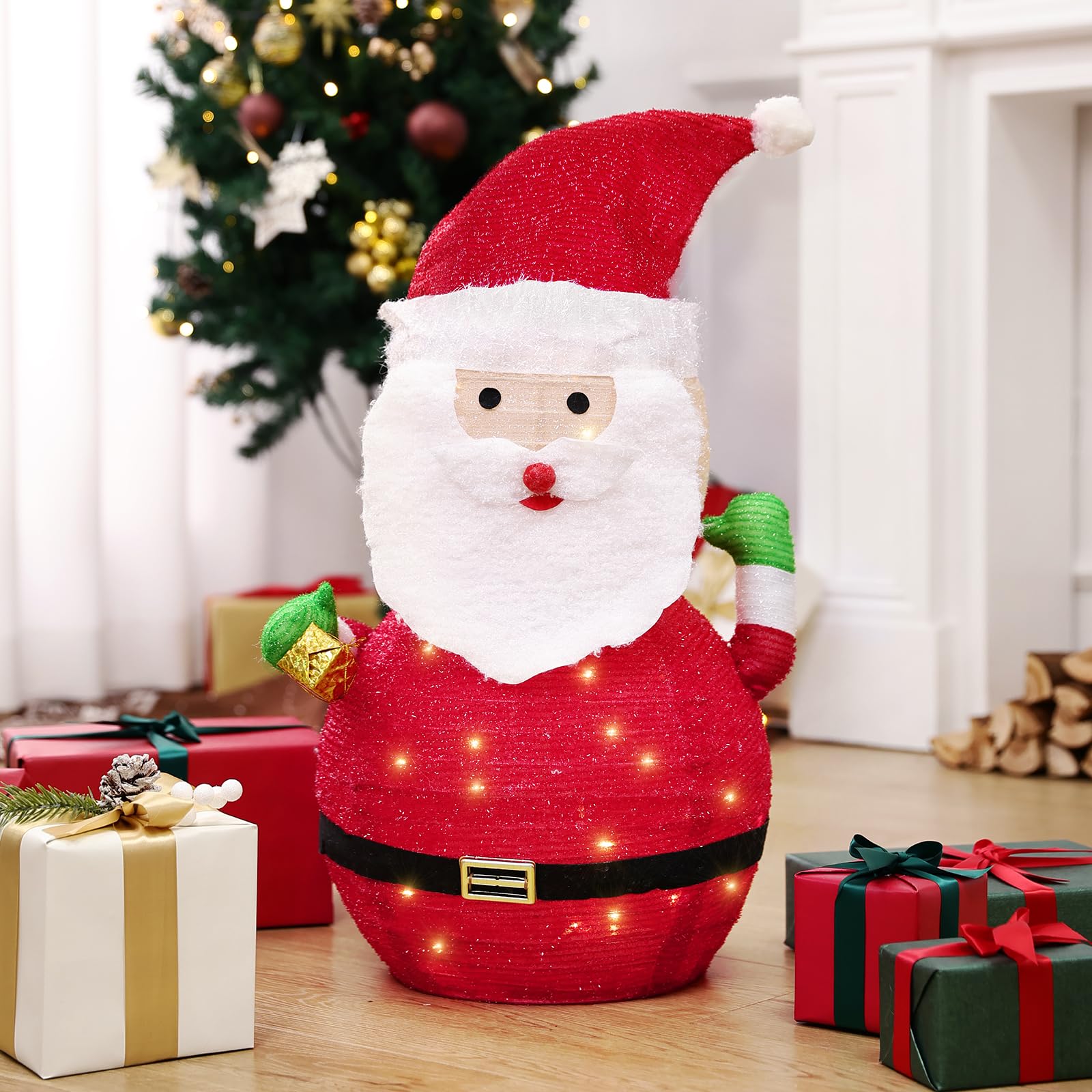 LED Lighted Pop-Up Snowman Outdoor Decor - 2.3FT Christmas Yard Decoration With Ground Stakes