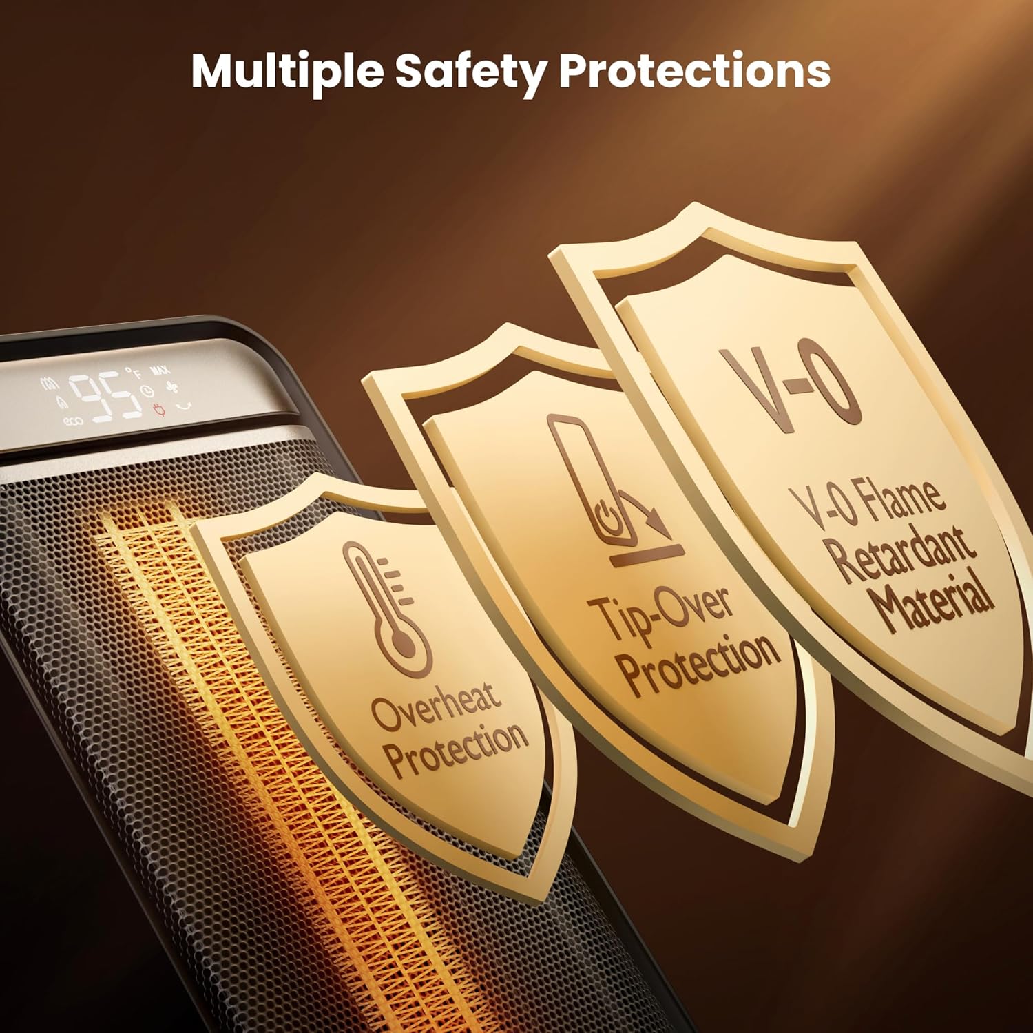 Space Heater,1500W Portable Heaters for Indoor Use with Thermostat, 70°Oscillation, Digital Display, 12H Timer,Electric PTC Ceramic Fast Safety Heat for Office Bedroom Desk