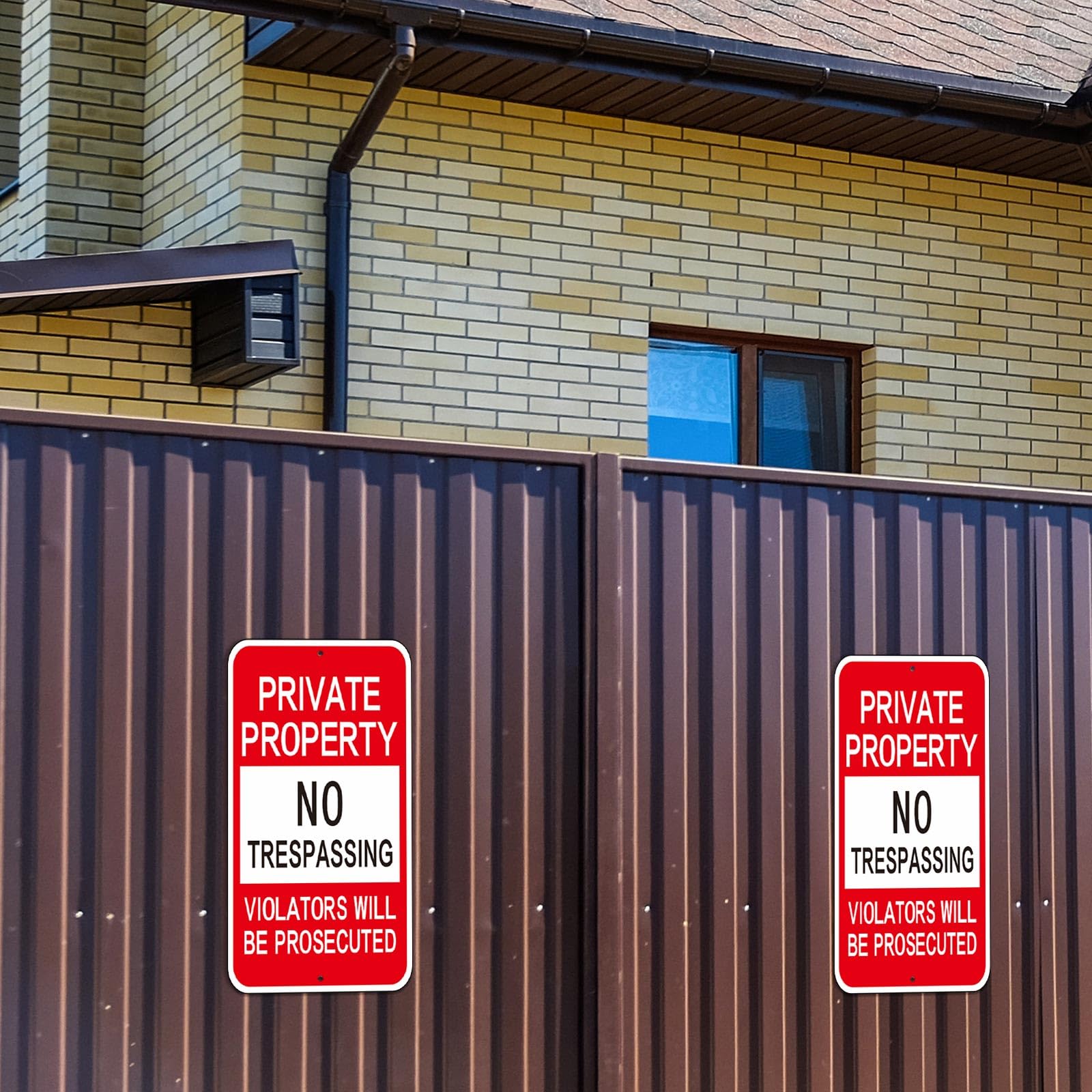Amylove Paquete de 8 letreros grandes de propiedad privada con texto en inglés "No Trespassing", letreros de advertencia de aluminio para propiedad, resistentes a la intemperie, impermeables, para