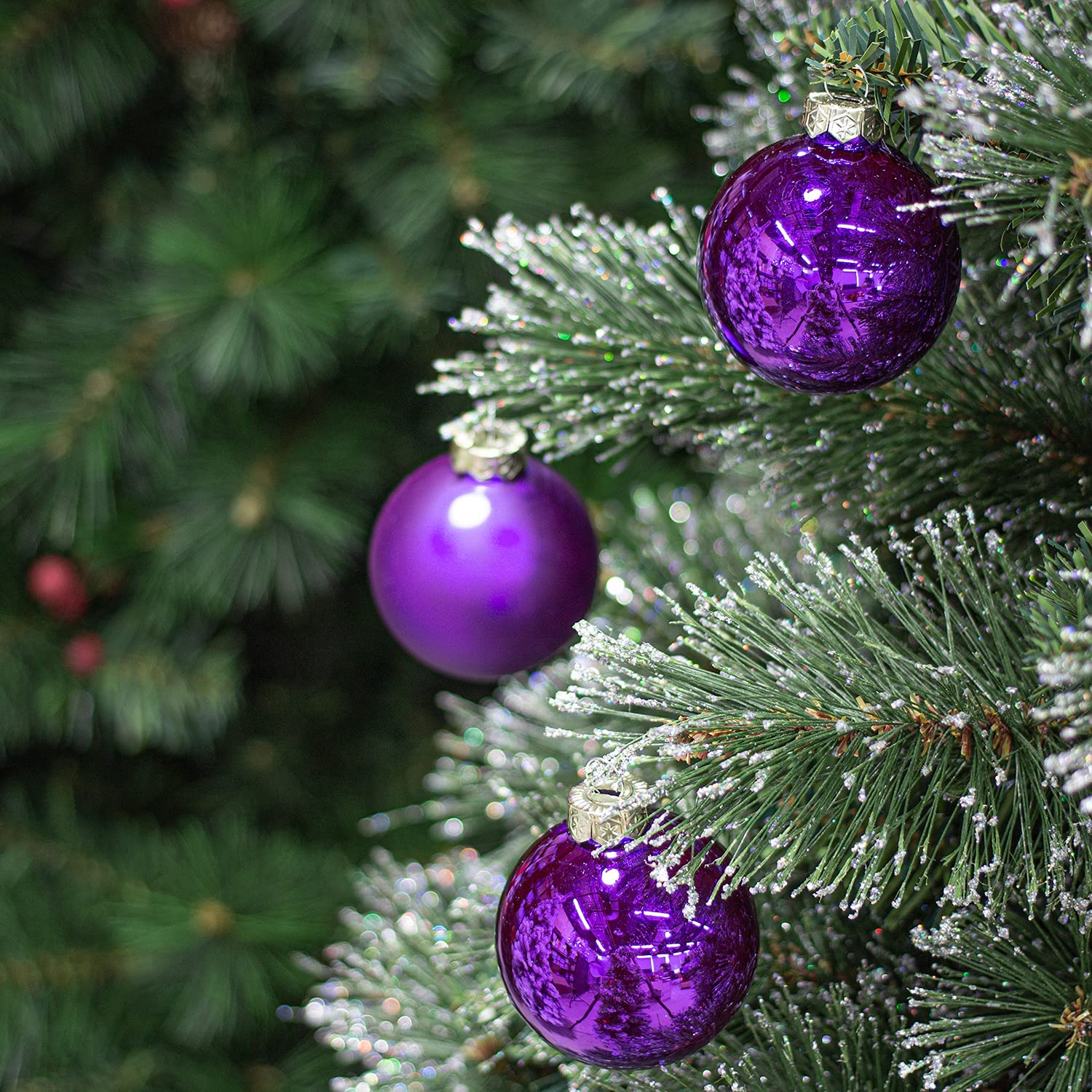 Lot De Boules De Noël Violet Plastique 6 Cm (12 Unités) - Sapin De Noël