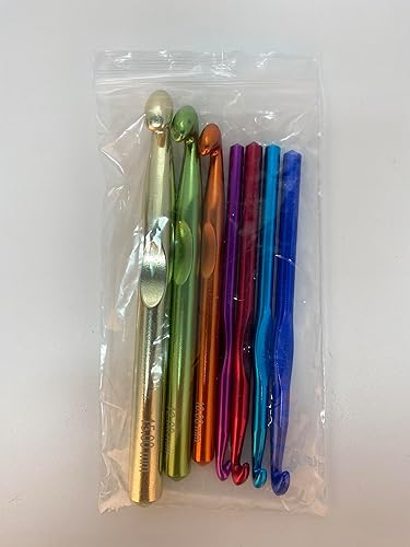 Miniatura 9 de Coopay Juego de 7 ganchos de ganchillo enormes, ganchos de ganchillo de metal de tamaño grande de 0.591 in, 0.472 in, 0.394 in, 0.354 in, 0.315 in,