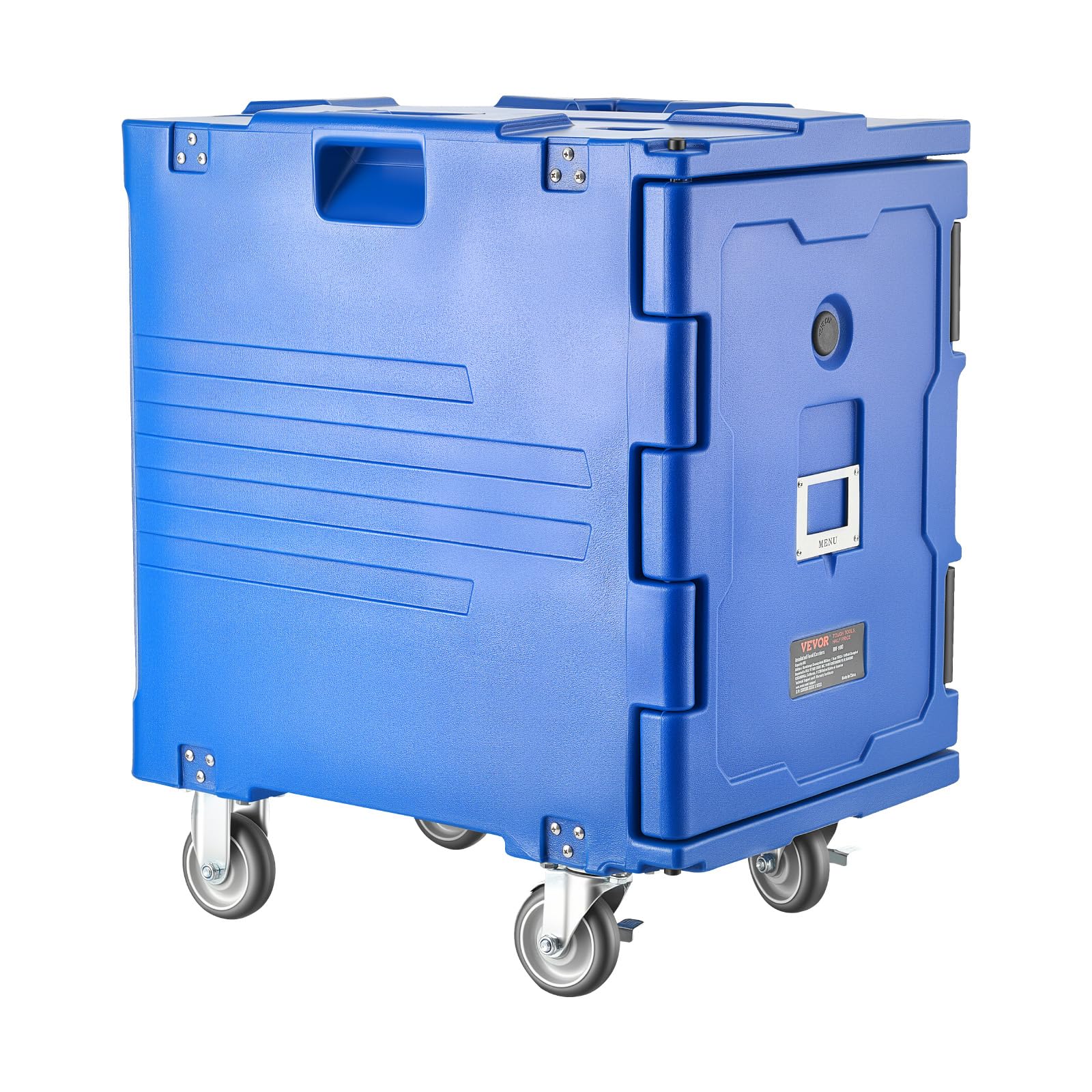 VEVOR Conteneur Isotherme sur Roulettes 90 L, Boîte de Transport en LLDPE à Chargement Frontal avec Poignées, pour Garder au Chaud ou Froid Traiteur Restauration Restaurant Cantine 447x625x755 mm