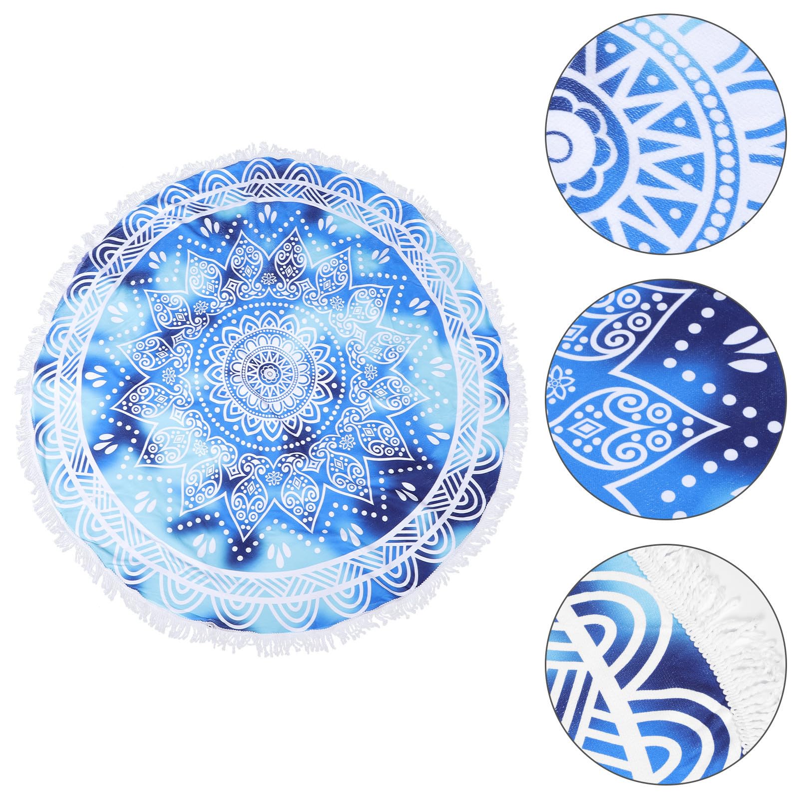 FRCOLOR Toalla de Playa Fina Redonda de Microfibra Azul, Secado Rápido