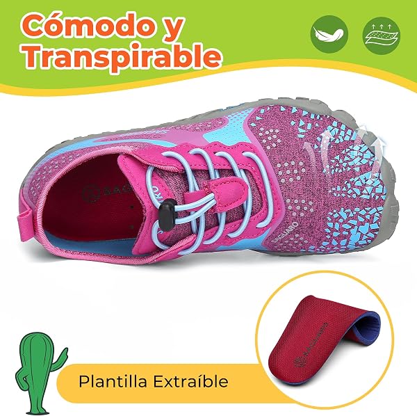 SAGUARO Barefoot Zapatillas Minimalista Comodas Zapatillas de Trail Running per Niños Niñas, Gr.24-36 - 3