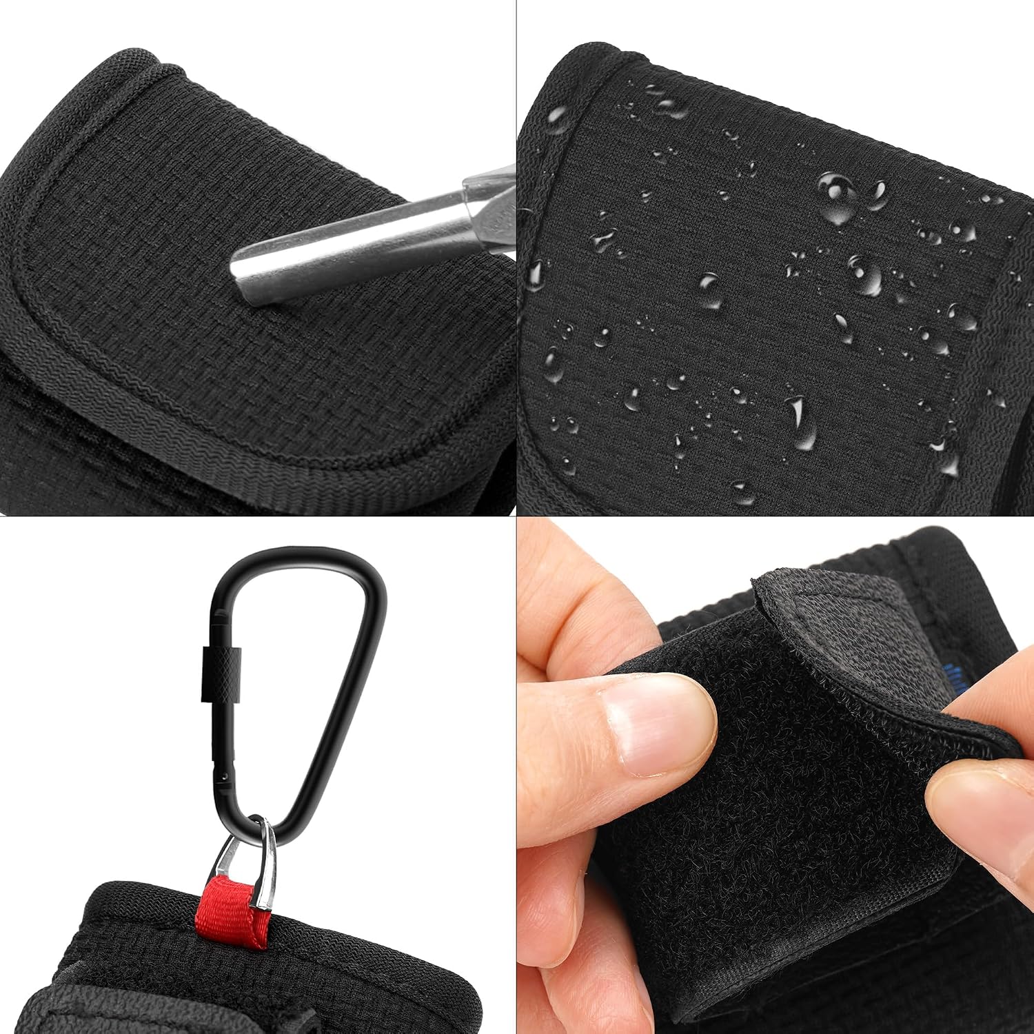 Geekria Earbuds Carrying Pouch Compatible with Apple AirPods Pro 3, AirPods 4, AirPods Pro 2, Protective Travel Case with Hook-and-Loop Rear Strap, Carabiner Clip and Wrist Lanyard (Black) image 3