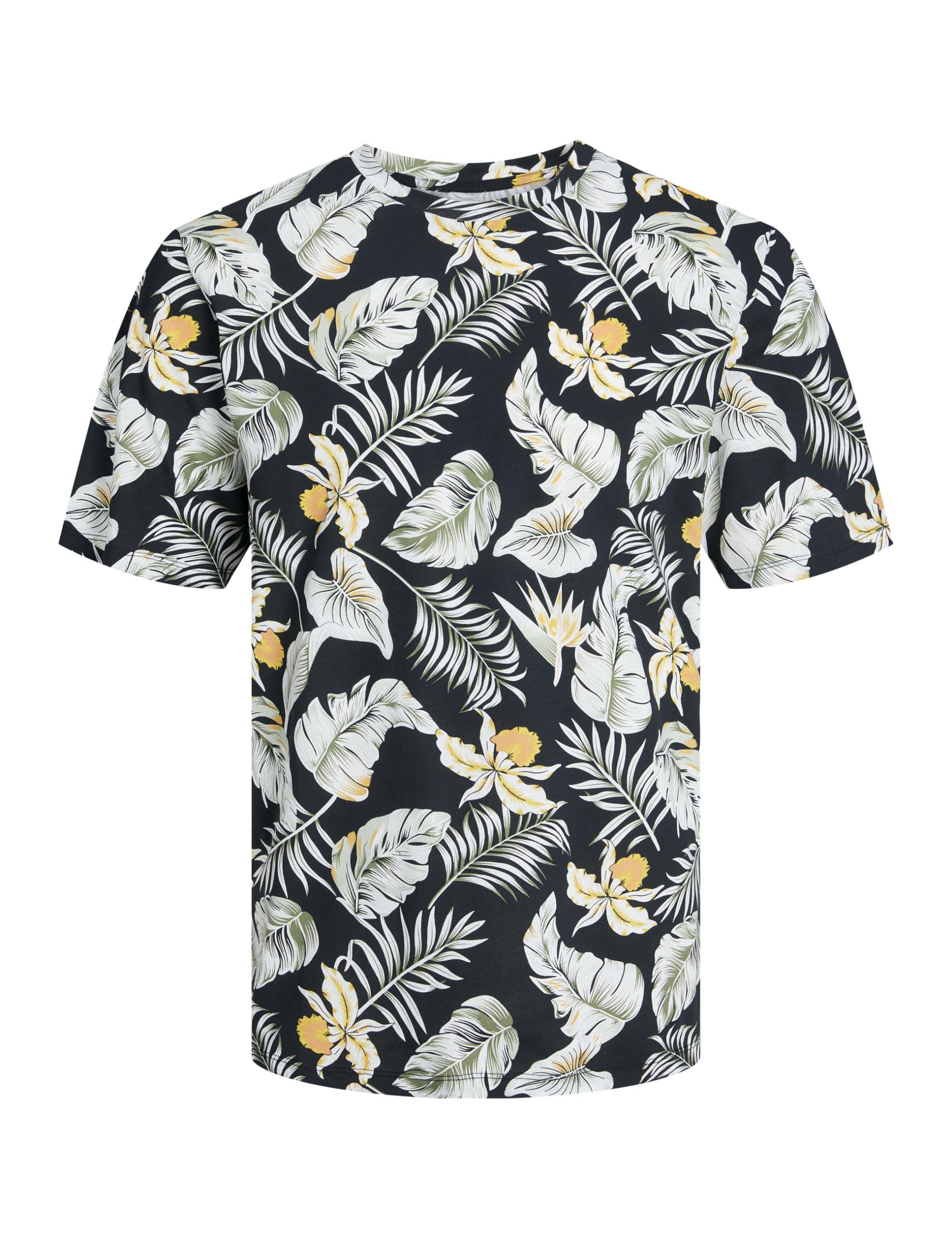 JACK & JONES JJCHILL AOP Tee SS Crew Neck, Black, S