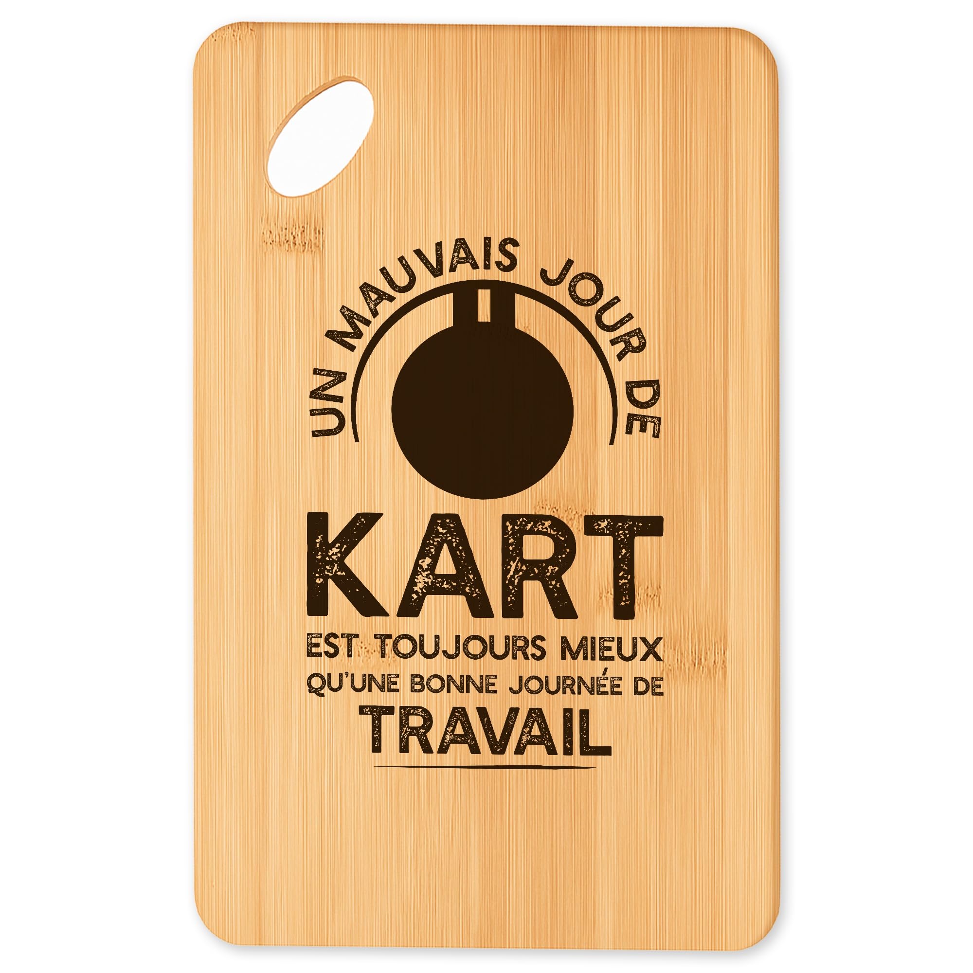 Planche à découper karting, plateau apéro en bambou de qualité