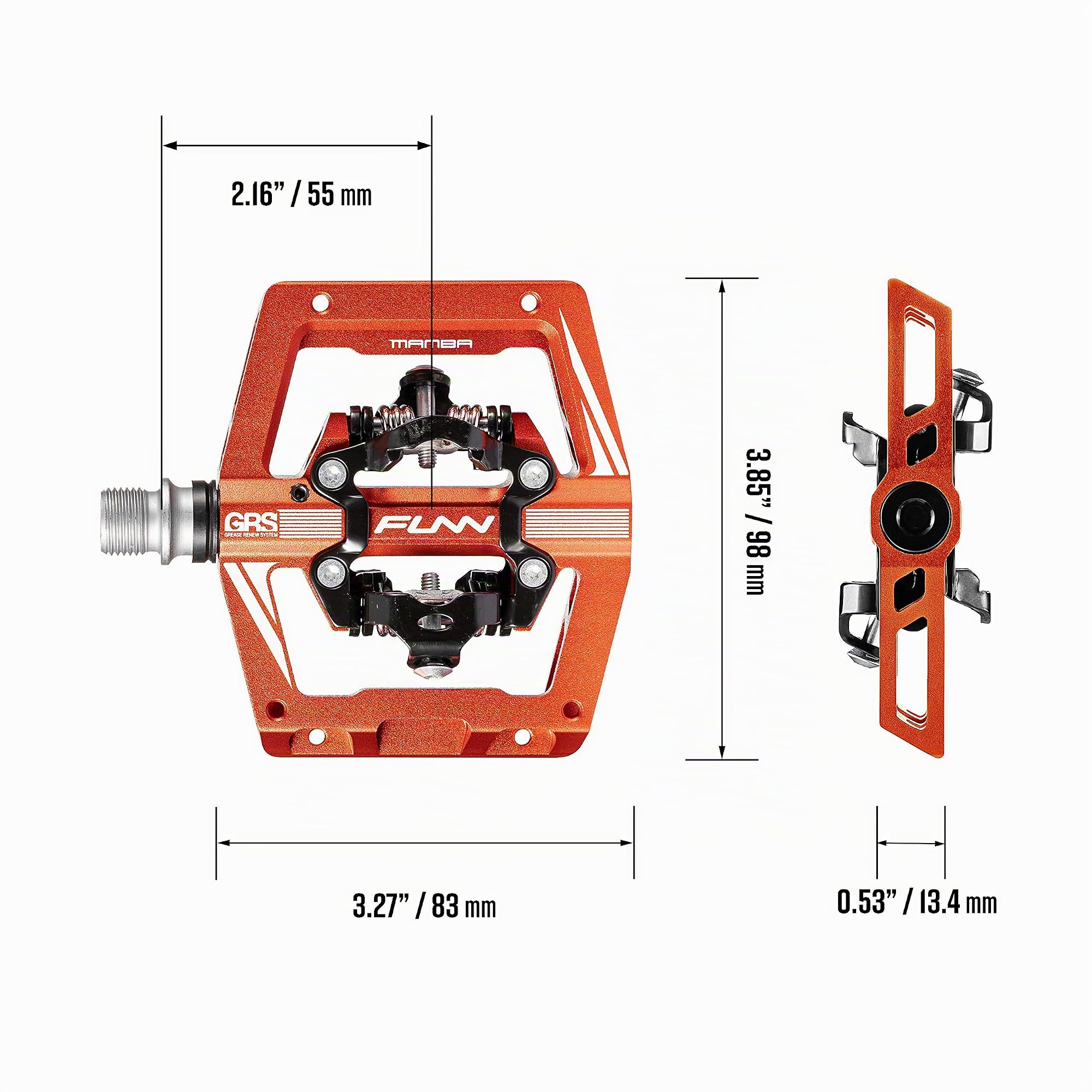 Funn Mamba S Pedali MTB Clipless, Pedali per Mountain Bike con Piattaforma Compatta a Doppio Lato, Compatibili con Tacchetti SPD, Pedali per Bicicletta con Asse in CrMo da 9/16 pollici