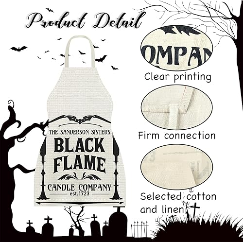 Miniatura 3 de 4 delantales de Halloween con sombrero de bruja, calavera fantasma, delantales de cocina, para hornear, parrilla, divertido delantal de cocina negro