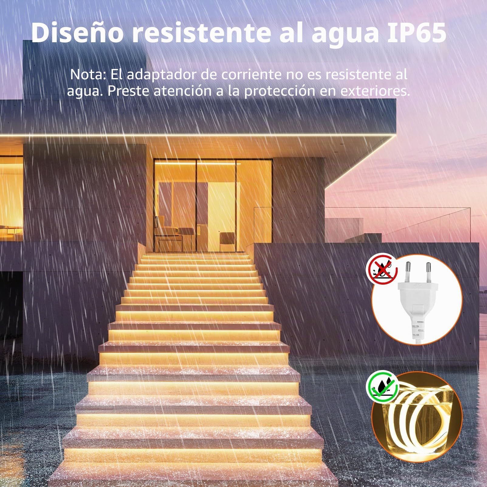Neon Tira LED 15 metros, Silicona 220V COB Luces LED Habitacion Exterior Impermeable Incombustible IP65 Blanco Cálido 3000K Redondo Leds Strip Neón Flexible 15m 120 LED/m con Enchufe