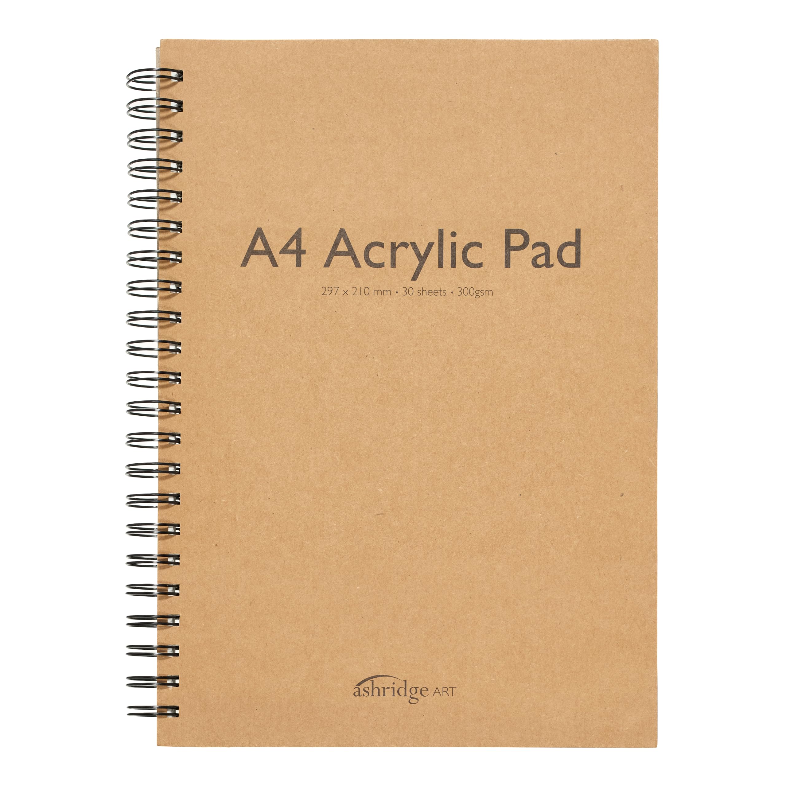 Ashridge Arts & Crafts A4 Acrylic Pad – 30 Sheets, 300gsm Heavyweight Paper – Spiral Bound, Textured & Acid-Free – Ideal for Acrylic Paint, Gouache & Mixed Media