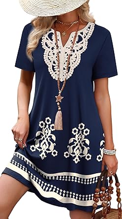 48% off: WIHOLL Summer Dresses for Women Casual Tshirt Boho Dress Wedding Guest Dresses Short Sleeve Fashion …